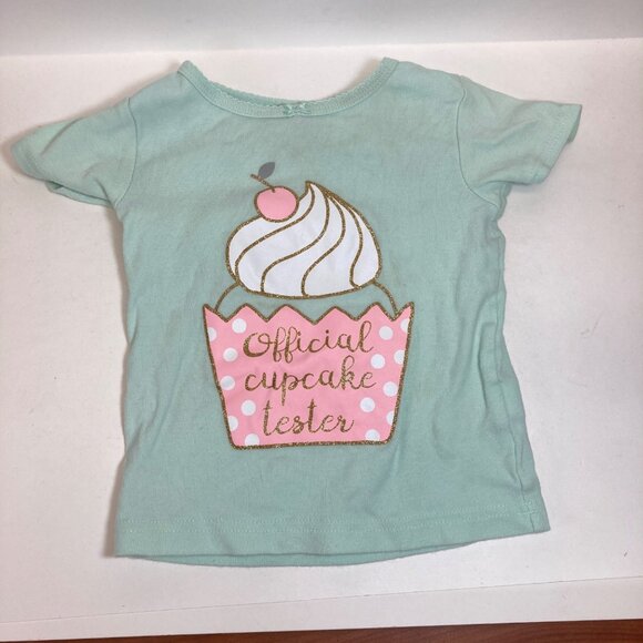 Carter's Just one You T-shirt Girls 18M 18 Months Mint Green Official Cupcake - Picture 1 of 5